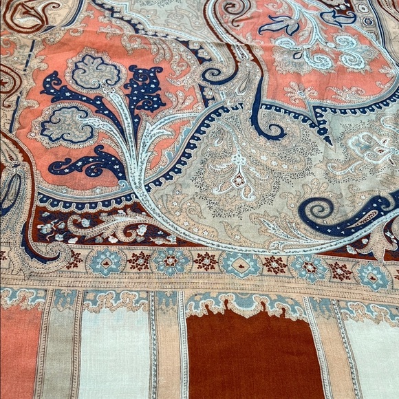 VTG Lancetti Paisley Print Scarf Multicolor Wool Shawl Head Wrap Size 66”x20” - Picture 6 of 11